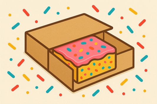 Cake Card - contains two slices of classic sprinkle/school cake.